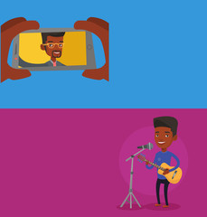 Two media banners with space for text.