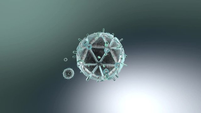 Animation of the Aids causing HIV Virus flowing in a microscopic background.
