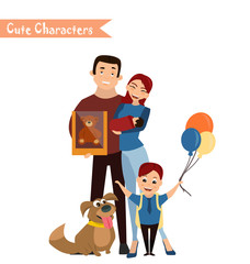 Set of characters and people shopping.