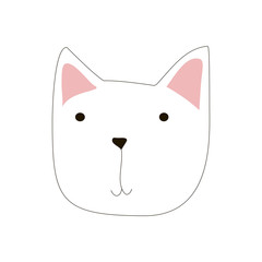 Cartoon cat animal. Line art silhouette drawing. Vector illustration doodle concept eps10