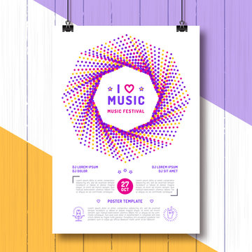 Music festival Party poster template A4 size. Arts flyer, Event invitation, Classic, electronic or rock, jazz concert
