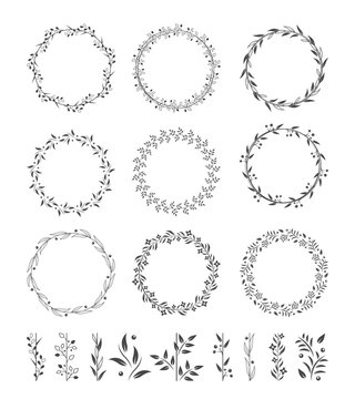 Round wreaths vector icons
