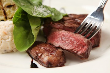 beef tenderloin steak with fork 안심스테이크