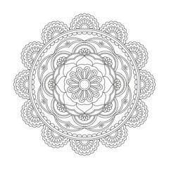Flower Mandala. Vintage decorative elements. Oriental pattern, vector illustration. Islam, Arabic, Indian, moroccan,spain, turkish, pakistan, chinese, mystic, ottoman motifs. Coloring book page - 141526757