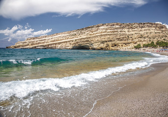 Matala beach and lagoon Crete  Greece