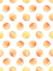 Seamless pattern with orange watercolor polka dots. Vector illustration