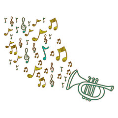trumpet instrument with notes music icon, vector illustration design