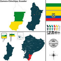 Fototapeta premium Map of Zamora Chinchipe, Ecuador