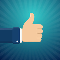 Thumb up symbol, finger up vector illustration