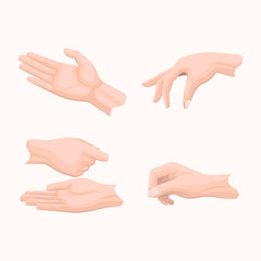 Human Palms Holding Gestures Flat Vectors Set 