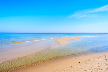 Azure calm sea water on Lubiatowo beach, Baltic Sea, Poland