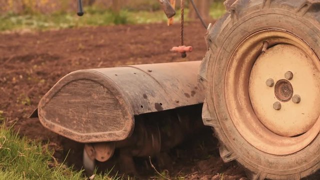 Rototiller Blades Rotation Close Up SlowMotion