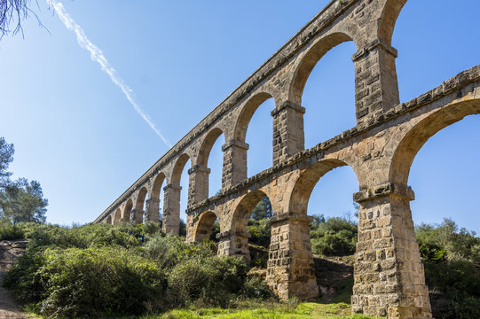 Roman Aqueduct Pont del Diable in Tarragona, Spain