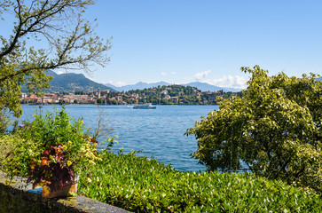 View on Lake Maggiore from island Bella, is one of the Borromean Islands in Piedmont of north Italy