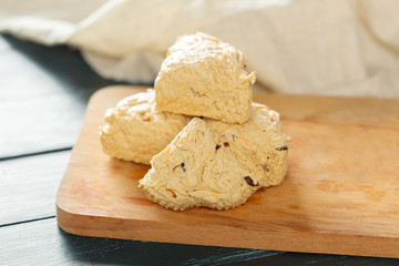 traditional eastern desserts on wooden background