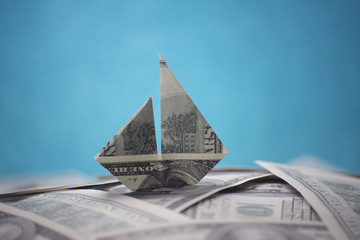 ship origami banknotes