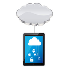smartphone with cloud data services, vector illustration design