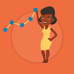 Business woman looking at chart going up.