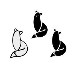 Black silhouette cat on white background, vector illustration