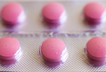 Macro round pills, antibiotics, drugs.
