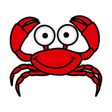 happy crab cartoon icon, vector illustration design
