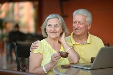 Elderly couple with a laptop