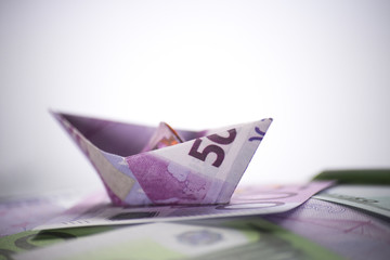 ship origami banknotes