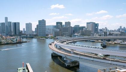 Tokyo Bay area and Yurikamome Train　ゆりかもめ