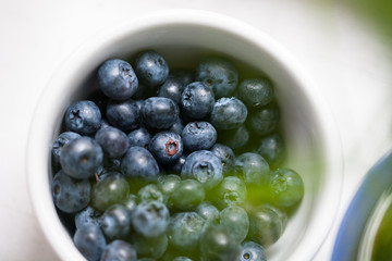 fresh blueberries in white bowl on the table