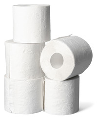 toilet paper close-up isolated on white background
