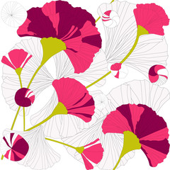 Seamless abstract pattern of red flowers