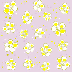  Seamless pattern of yellow flowers on a violet background