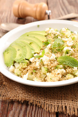 quinoa with cucumber,avocado,feta and mint
