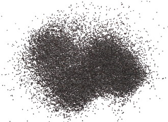 Poppy seeds isolated on white background and texture
