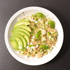 quinoa with cucumber,avocado,feta and mint
