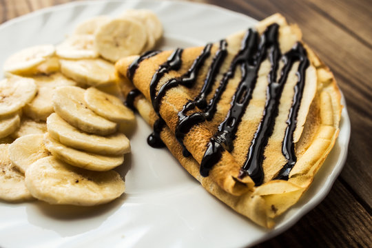 breakfast pancake crepe with banana