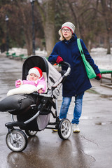 Mom and baby rest in the park