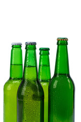 Set of beer bottles isolated
