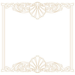 Golden vintage border frame engraving with retro ornament pattern in antique baroque style decorative design. Vector.