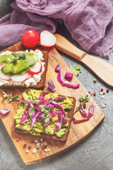 Toasts with Avocado and Vegetables
