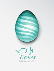 Happy easter poster. Easter egg 3d vector illustration.