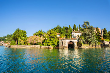 Lake Orta with the island of San Giulio, Italy