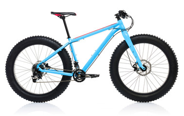 New blue bicycle isolated on a white