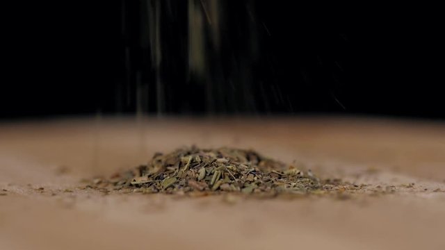 powdered spices close up on wooden table