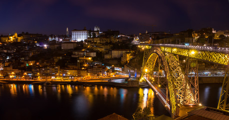 Fototapeta na wymiar Panoramic view of Porto on sunset