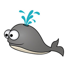 happy whale cartoon icon, vector illustration design