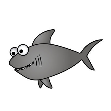 happy shark cartoon icon, vector illustration design