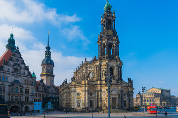 Fototapeta na wymiar Dresden Cathedral of the Holy Trinity or Hofkirche, Dresden Castle, Dresden, Saxony, Germany