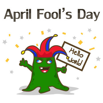 April Fool's Day. Funny Green Alien
