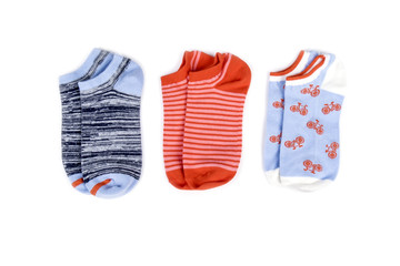 Assorted Women's Ankle Socks Isolated on White